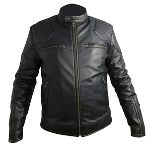 Veste de moto en cuir de vachette véritable de qualité supérieure, épaules matelassées sur mesure, imperméable, coupe ajustée, unisexe, design hiver. - Product Image 1