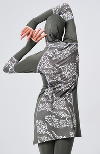 Ensemble de bain burkini modeste pour femme, couleur entièrement personnalisable, coupe haute, deux pièces avec motif imprimé, bas de maillot à logo imprimé, Crystal Swim - Product Image 5
