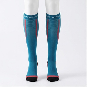 North Approach Knee High Compression <b>Socks</b> Blue Red <b>Breathable</b> Running <b>Socks</b> for Adults Summer - Product Image 1