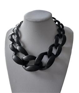 Geometric Black <b>Acrylic</b> Resin Statement Necklace Gold Foil Pendant Contemporary Women Fashion Jewelry Handmade Wholesale - Product Image 4