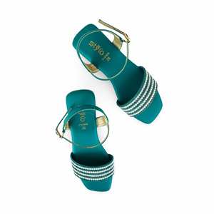 Sandales vertes à talons FN6069 Chaussures élégantes de fantaisie - Product Image 1