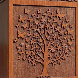 Wooden Urn with Nameplate for Memorial Use Elegant Wooden Urn with Smooth Rounded <b>Edges</b> by AYAANS - Product Image 3