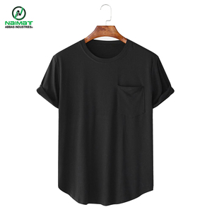 T-shirts décontractés bleu marine à poches pour hommes, coupe incurvée, manches retroussées, respirants, vente en gros, fabricant pour les États-Unis et l'Europe - Product Image 4