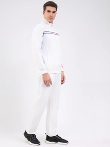 Conjunto Deportivo para Hombre, Color Blanco, Manga Larga, Cierre de Cremallera, Cuello Alto, Diseño a Rayas, Estilo Deportivo, Transpirable, Algodón, Ropa Casual de Invierno - Product Image 3