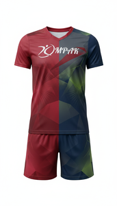 Conjunto de Camiseta y Pantalones Cortos de Voleibol con Diseño Pixel Art Índigo Personalizado al por Mayor, Uniforme de Equipo Antiencogimiento OEM, Ropa Deportiva Sublimada - Product Image 3