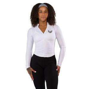 Shaped <b>Jackets</b> Women's White Full Zip Performance <b>Jacket</b> Long Sleeve Breathable Stretch Gym <b>Workout</b> Running Fitness <b>Jacket</b> - Product Image 1