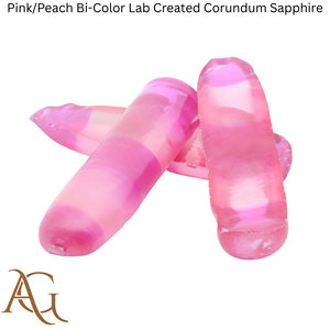 Bolas de corindón sintético bicolor rosa/melocotón cultivadas en laboratorio, gema simulada de fusión por llama, lapidaria de corte. - Product Image 3