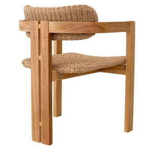 Silla de exterior con estructura de madera de teca, impermeable, con mimbre de cuerda, para decoración de muebles de hogar y jardín. - Product Image 5