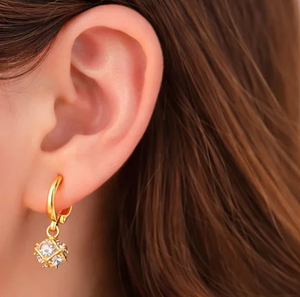 Pendientes de Diamantes de Corte Brillante Cultivados en Laboratorio, Chapados en Oro y Plata, Certificados por ZAWO HOUSE, VVS1, Únicos y Modernos - Product Image 1