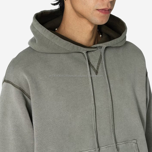 Fabricant de sweat à capuche de haute qualité 500 gsm en vrac pull uni y2k sweats à capuche conception personnalisée recadrée lavage à l'acide hommes à capuche - Product Image 3