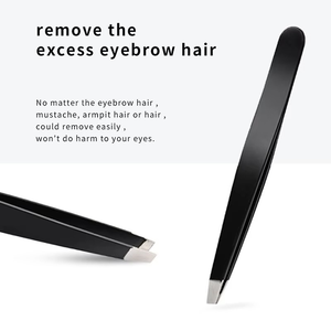 Pinzas para Cejas Diagonales con Logotipo Personalizado, Pinzas para Cejas Inclinadas de Acero Inoxidable Negro - Product Image 2