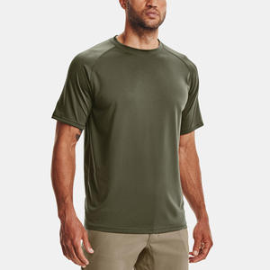 T-shirt à manches courtes pour homme, vert olive, séchage rapide, col rond, coupe classique, jersey décontracté, couleur unie - Product Image 4