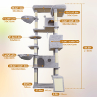 Arbre à chat moderne multi-niveaux en sisal et MDF, couleur grise, mobilier d'intérieur pour animaux de compagnie, grand condo, emballage en carton amovible
