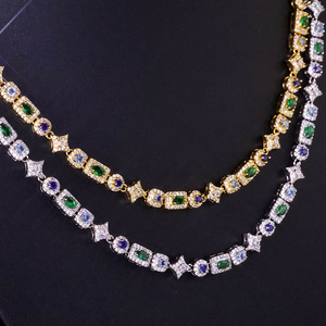 Bracelet tennis de luxe en moissanite, émeraude et saphir, entièrement pavé, en argent, bijoux hip-hop, accessoire de poignet élégant et de caractère, cadeau - Product Image 3