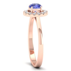 Bagues de fiançailles pour femmes REYES, haute qualité, or 14 carats, diamant certifié IGI, pierre précieuse tanzanite taille ronde 0,5 carat. - Product Image 3
