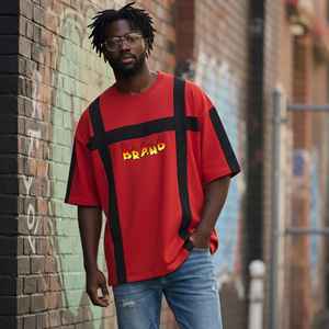 New Fashionable Boxy Fit Men's 180g Heavyweight 100% Cotton Oversized Drop Shoulder T-shirt Custom Logo Digital Printing <b>Hip</b> Hop - Product Image 4