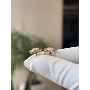 Pendientes Circulares Minimalistas con Diamantes Cultivados en Laboratorio, Corte Princesa, 0.70 Ct, Joyería Fina Geométrica para Mujer, Hipoalergénicos, Chapados en Oro - Product Image 2