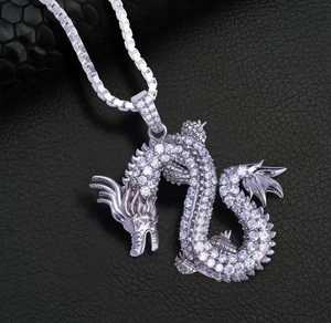 Collar con Colgante de Dragón con Incrustaciones de Diamantes Moissanite VVS, Joyería de Lujo Estilo Hip Hop - Product Image 4