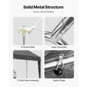 Tente d'abri de garage de voiture durable d'auvent gris portatif résistant de 10x20 pi - Product Image 5