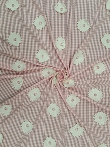 Tela de Algodón Peinado de Primera Calidad, Diseño a Cuadros Rosa y Blanco, Apliques Florales en 3D, Vestidos para Niñas y Mujeres, Prendas Ligeras y Transpirables - Product Image 4