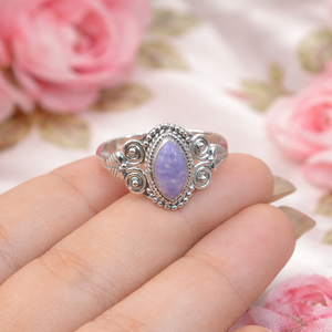 Anillo Boho Vintage Hecho a Mano con Cabujón Marquise de Charoita Natural y Plata de Ley 925, Joyería para Mujer y Unisex - Product Image 6