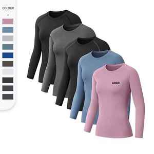 Camiseta Deportiva con Logotipo Personalizado, 95% Poliéster, 5% Elastano, Ropa Deportiva para Mujer, Camiseta de Compresión para Gimnasio - Product Image 1