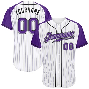 Wholesale Best Selling OMMIZ INDUSTRY Custom White Purple Pinstripe Purple-Gray Authentic <b>Raglan</b> Sleeves Baseball Jersey - Product Image 1
