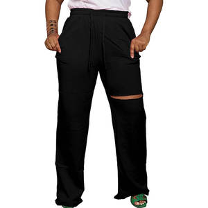 Pantalon Harem ample pour femme, couleur unie, taille élastique, longueur cheville, en lin et coton, décontracté, respirant, avec poches, idéal pour l'été - Product Image 3