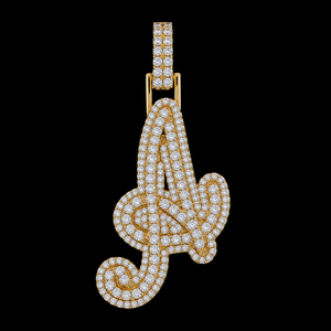 Handcrafted Letter A Natural Diamond Pendant in 10KT Yellow <b>Gold</b> 1.89 TCW Timeless Fine Jewelry Gift - Product Image 6