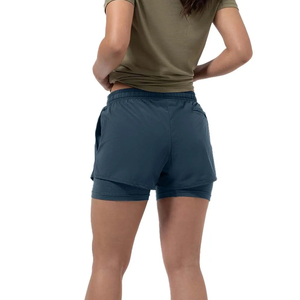Women's Solid Color Sporty Shorts Mid Waist Elastic Waist With Pockets Quick Dry Knitted Spandex Polyester Fit Regular - Product Image 3