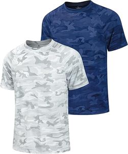 Camiseta de Manga Corta para Hombre, Camuflaje, Transpirable, Absorbe la Humedad, Poliéster/Algodón, Ropa de Verano - Product Image 1