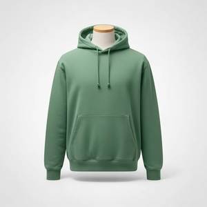 Sweat-shirt à capuche vert foncé pour homme, coupe classique, couleur unie, décontracté, en molleton français, avec poche, pour l'automne - Product Image 4