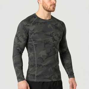 T-shirt de compression camouflage pour homme, col rond, coupe ajustée, pour le yoga, le sport, le fitness et l'entraînement, haut de protection anti-UV - Product Image 5
