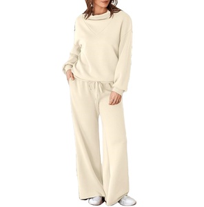 Moda personalizada equipada gimnasio Yoga ropa de entrenamiento chándal para mujer chándal en blanco ropa mujer 100% conjuntos de algodón - Product Image 1