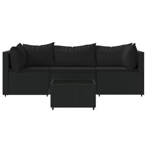 Ensemble de salon de jardin en rotin PE noir avec structure en acier thermolaqué et verre trempé pour aménagement de jardin - Product Image 3