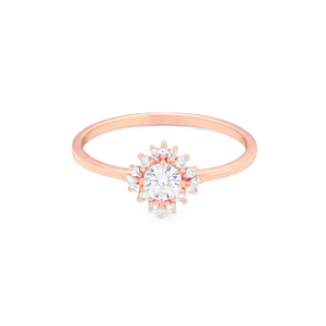Anillo Minimalista con Certificado IGI, Diseño de Flor, Joyería Nupcial, Oro Sólido de 14K, Anillo de Boda con Halo de Diamantes Finos, Anillo Solitario en Racimo - Product Image 2