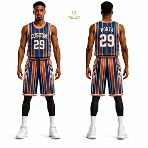 Conjunto de Uniforme de Baloncesto con Diseño de Ondas de Agua Azules y Blancas, Sublimado, Transpirable, de Malla de Poliéster, Ropa Deportiva Profesional para Equipos - Product Image 5