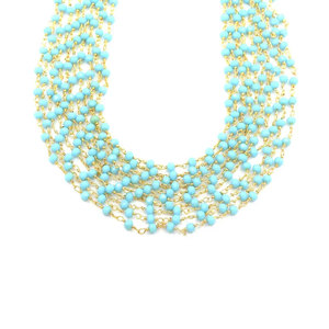 Handmade Turquoise <b>Beaded</b> Chain Necklace Sterling Silver Delicate Boho Minimalist Jewelry Gift - Product Image 3