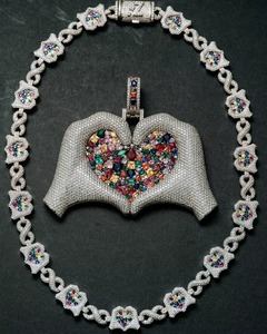 Luxury 925 <b>Silver</b> Moissanite Heart Pendant Necklace With Colorful Gemstone Inlay Themed Pendant Iced Out HipHop Pendant For Gift - Product Image 6