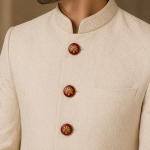 Botones de Latón de Lujo Personalizados con Esmalte Rojo y Motivo de Flor de Lis Dorada, Botón Metálico para Blazer, Sherwani y Traje Jodhpuri para Hombre - Product Image 3