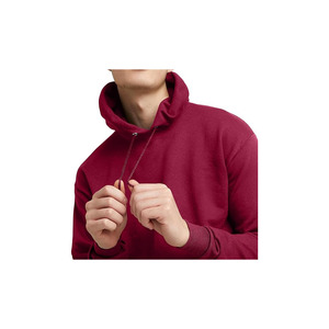 Sweat-shirt à capuche pour homme en coton mélangé, couleur bordeaux, style streetwear décontracté - Product Image 3