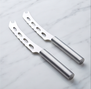Juego de cuchillos para queso de acero inoxidable, juego de 2 cuchillos para untar queso con hoja hueca y mango, aptos para lavavajillas, para uso doméstico - Product Image 1