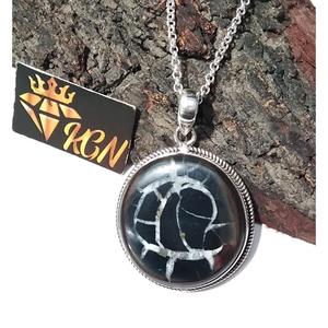 Pendentif en argent sterling 925 avec pierre naturelle sertie en clos, forme marquise, style bohème, évalué par un tiers - Product Image 5