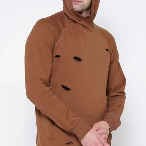 Sweat-shirt à col roulé marron pour homme, manches raglan, tricot en coton, sweat-shirt décontracté avec poches, coupe classique, style automne - Product Image 3