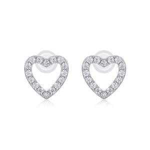 Pendientes de Plata de Ley con Forma de Corazón Geométrico y Moissanita Engastada para Mujer - Joyería de Moda para Bodas y Compromisos - Product Image 6