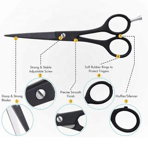 Ciseaux de Barbier Professionnels de Haute Qualité en Acier Inoxydable 4Cr13 avec Manche en Caoutchouc, Taille Moyenne, pour Droitiers - PROMOTION EXCEPTIONNELLE - Product Image 3