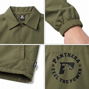 Chaqueta de Hombre Verde Oliva, Tejida, Mezcla de Algodón y Poliéster, Cierre de Broches, Puños Elásticos, Talla XL, Fabricante OEM Personalizado - Product Image 4