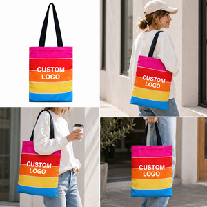 Bolsa de Lona Personalizada con Rayas de Arcoíris, Gran Capacidad, Ecológica, para Compras y Viajes Escolares, Bolsa de Hombro Promocional, Regalos Novedosos - Product Image 2