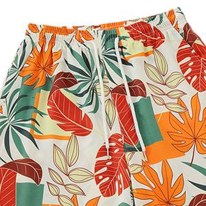 Men's Tropical Print Board Shorts Quick Dry Drawstring Casual Bermuda Shorts Polyester Fabric Mid Waist Style - Product Image 3