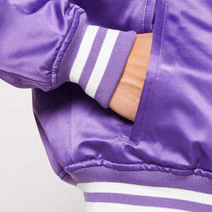 Veste universitaire en satin de qualité supérieure pour homme, col montant, veste bomber en satin polyester à boutons pression - Product Image 3